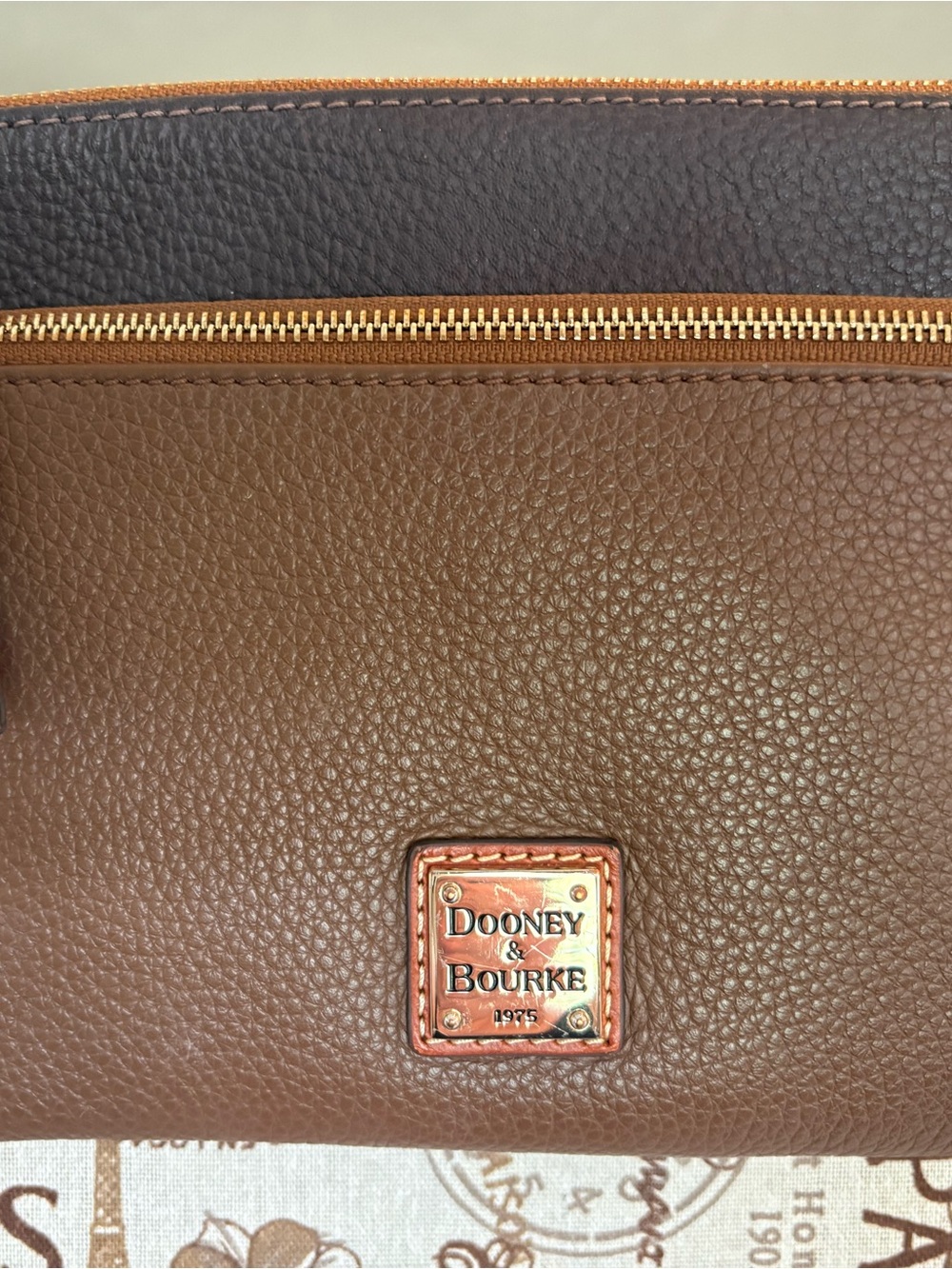 Dooney & Bourke Pebble Leather Brown and Black Crossbody Bag - Picture 5 of 15